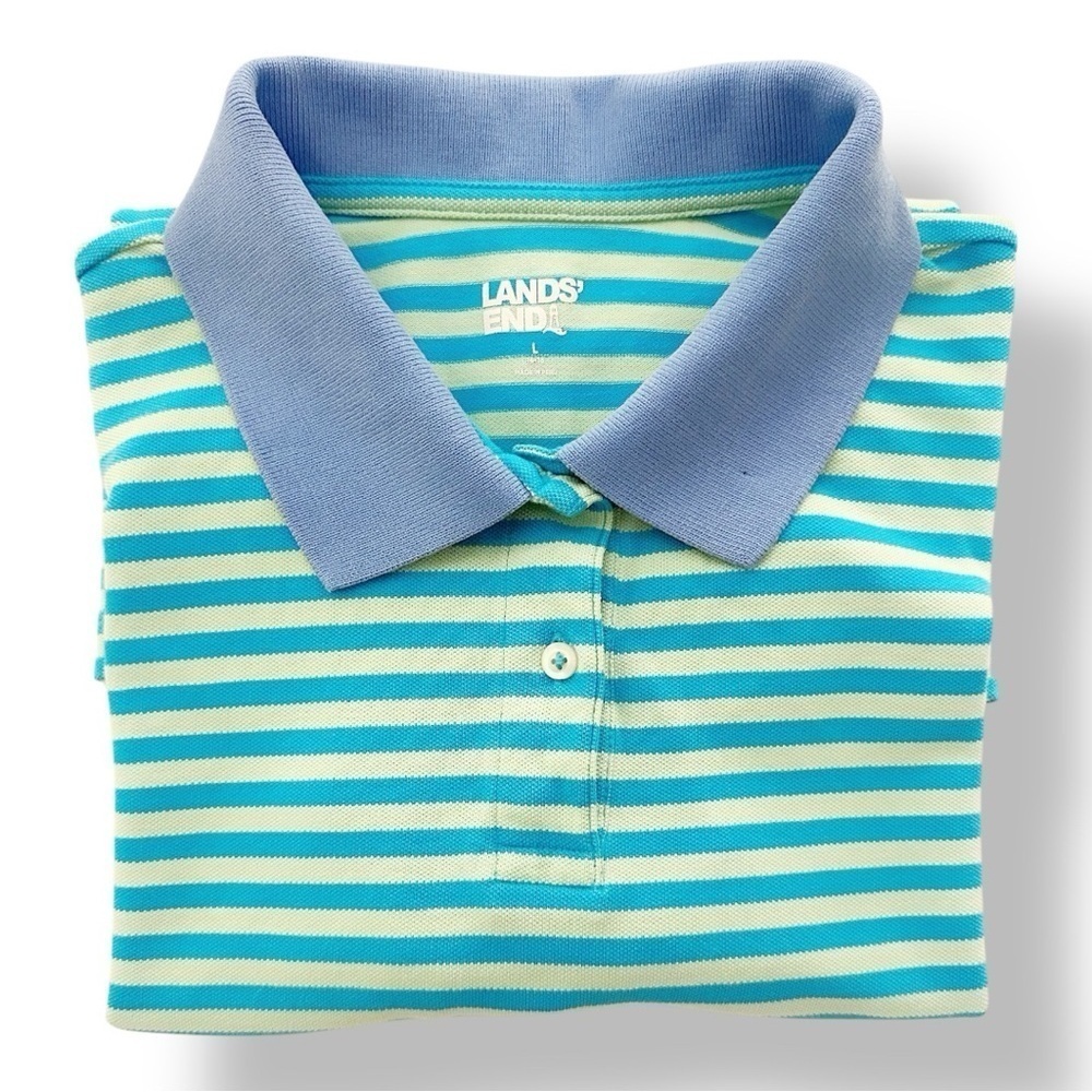 Lands’ End | Men’s Color Block Short Sleeve Polo (L)